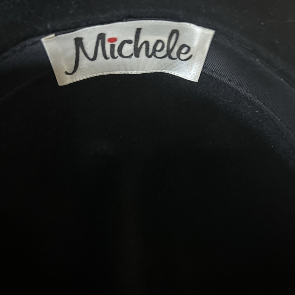 Michele Vintage Felt Hat Fedora Style Black Dress USA Made - Picture 8 of 10